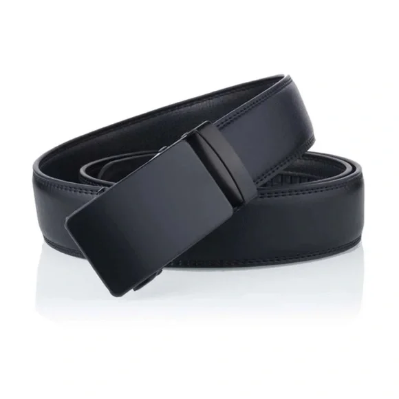 1pc Matte Black Square Automatic Buckle Belt - Picture 2 of 3